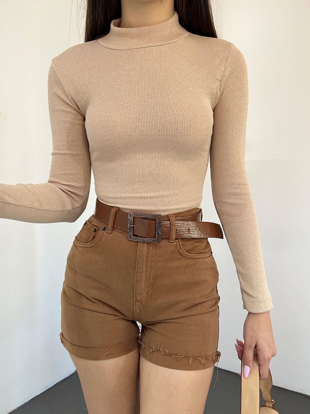 Dik Yaka Kaşkorse Crop 1206 TAŞ RENGİ