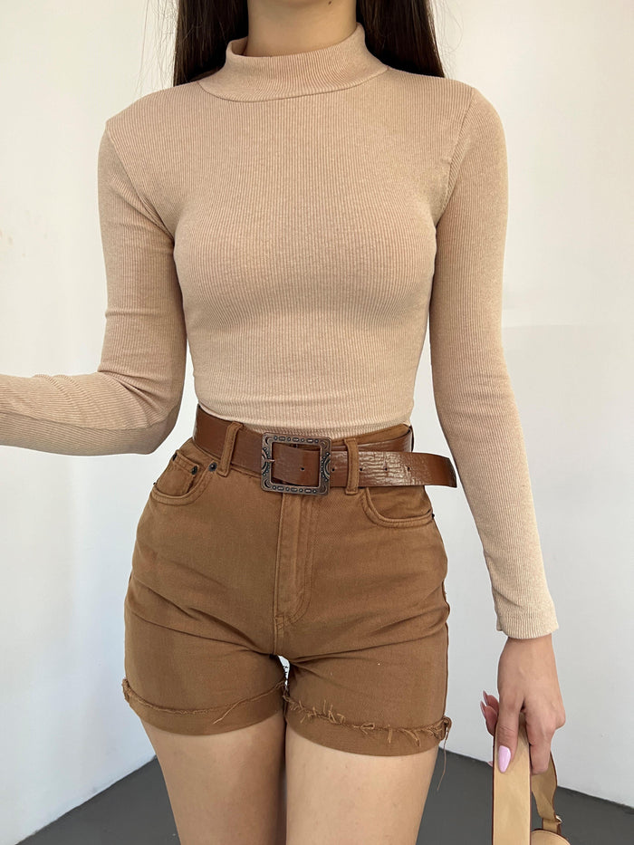 Dik Yaka Kaşkorse Crop 1206 TAŞ RENGİ