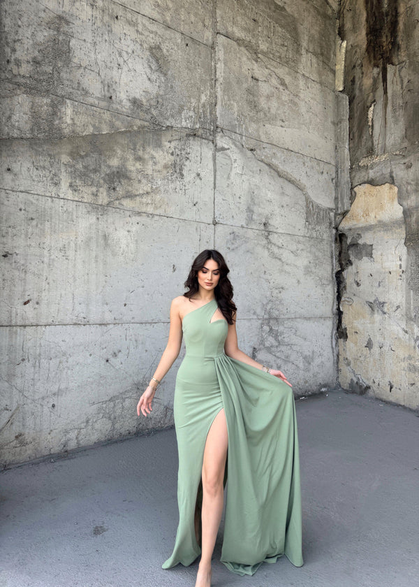 Diva Kuyruklu Yırtmaçlı Abiye 582475 MİNT YEŞİLİ