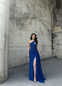 Diva Kuyruklu Yırtmaçlı Abiye 582475 SAKS MAVİSİ