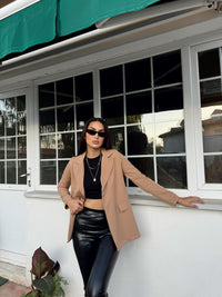 Dökümlü Slim Fit Kruvaze Blazer Ceket 3236 TABA