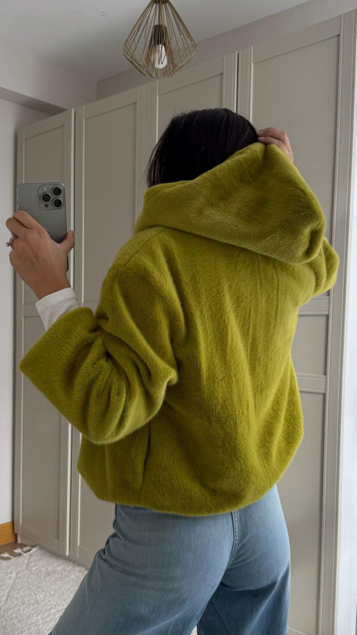 Drake Kapüşonlu Peluş Ceket 1243 YAĞ YEŞİLİ