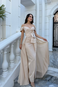 Ela Kayık Yaka Tasarım Abiye 1029 TAŞ