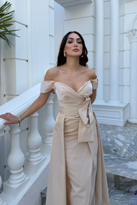 Ela Kayık Yaka Tasarım Abiye 1029 TAŞ