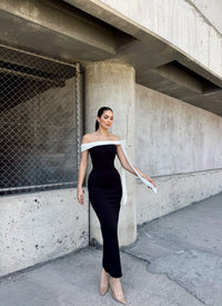Elina Omuz Fiyonklu Elbise 582938 SİYAH