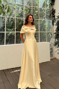 Elisa Kayık Yaka Taş Detay Abiye 1035 SARI