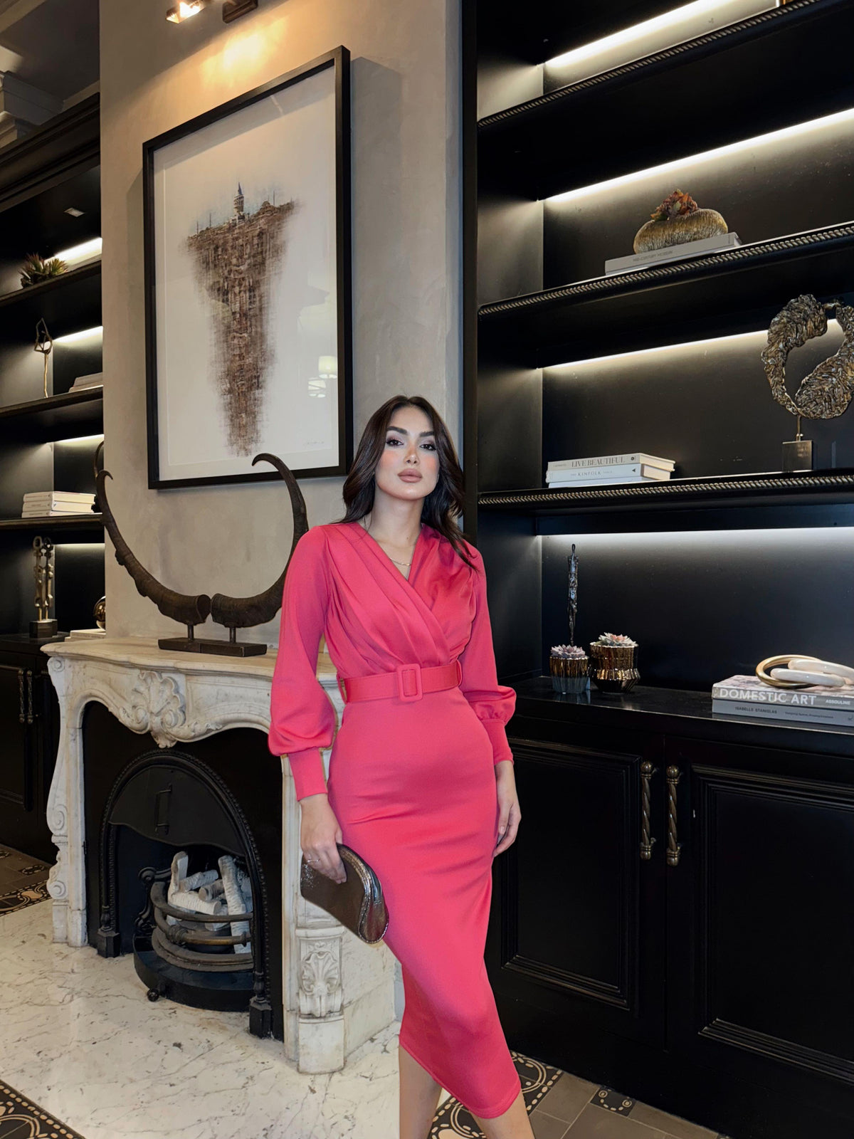 Enora Kemer Detay Kalem Elbise 582382 FUŞYA