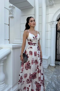 Feza Desenli Askı Detay Abiye 1093 BEYAZ