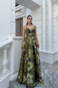 Feza Desenli Askı Detay Abiye 1093 YEŞİL
