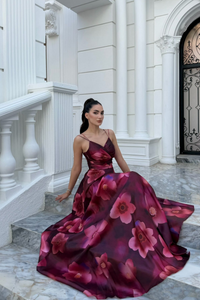 Feza Desenli Askı Detay Abiye 1093 PEMBE