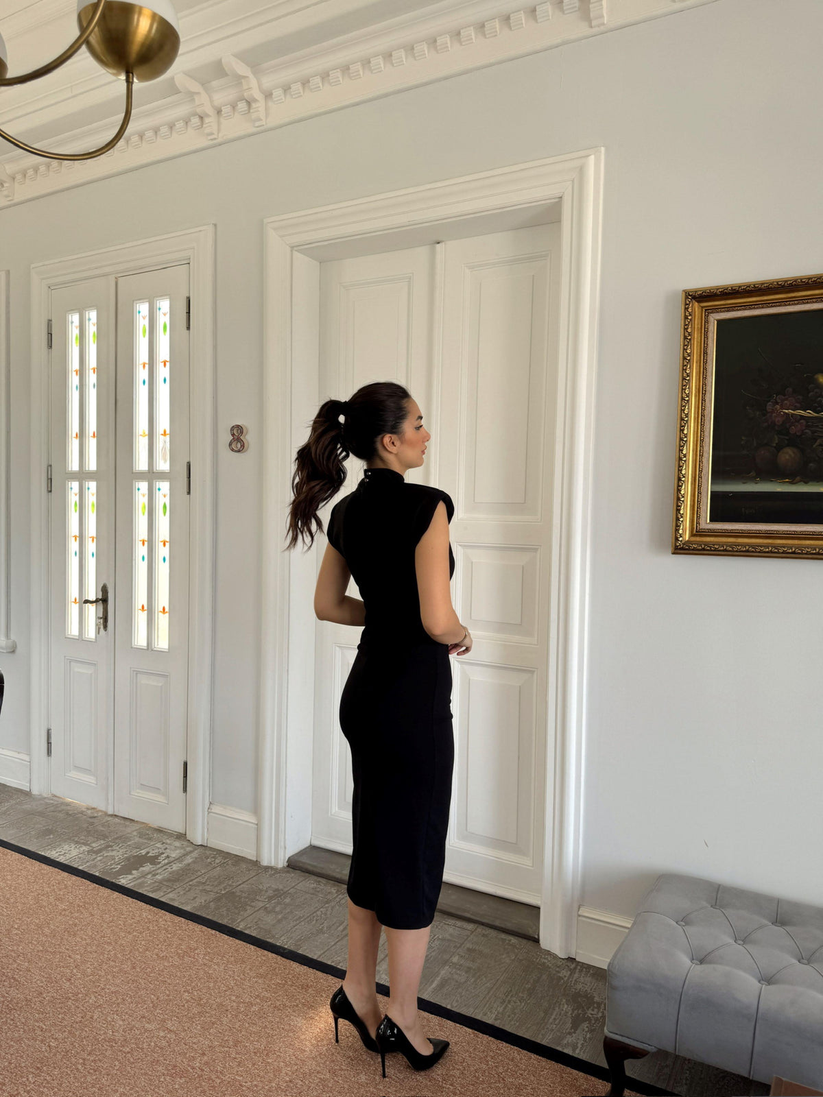 Garcia Yarım Boğazlı Drape Detaylı Kolsuz Elbise 45782 SİYAH