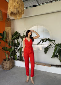Grace Askılı Kemerli Tulum 582203 KIRMIZI