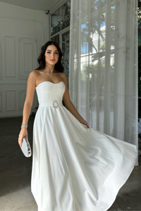 Hazal Straplez Toka Detay Abiye 9313 BEYAZ