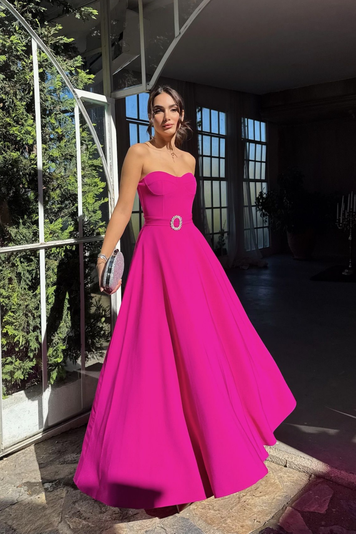Hazal Straplez Toka Detay Abiye 9313 FUŞYA