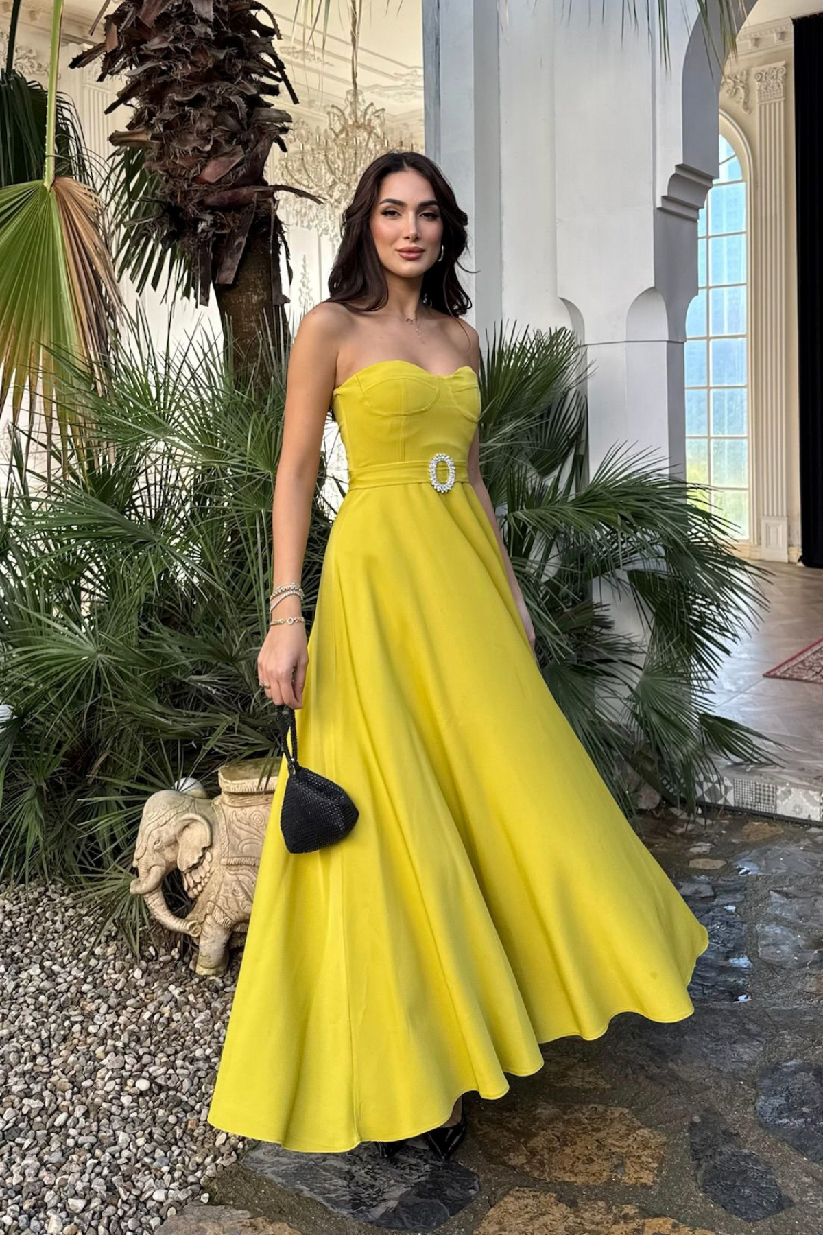 Hazal Straplez Toka Detay Abiye 9313 YAĞ YEŞİLİ