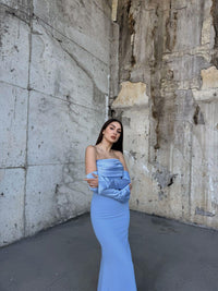 Helen Kol Detay Tasarım Abiye 45616 BEBE MAVİSİ