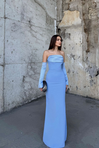 Helen Kol Detay Tasarım Abiye 45616 BEBE MAVİSİ