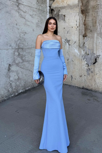Helen Kol Detay Tasarım Abiye 45616 BEBE MAVİSİ