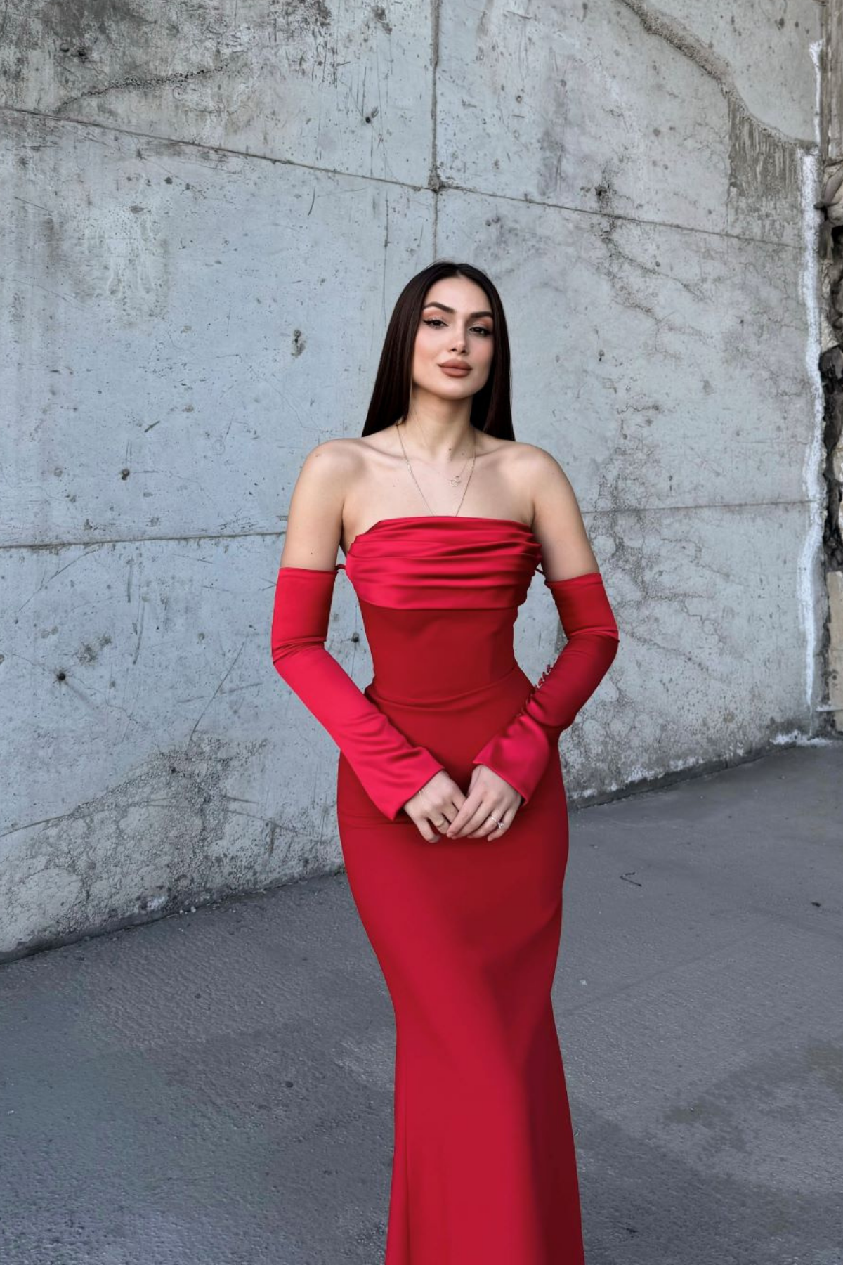 Helen Kol Detay Tasarım Abiye 45616 KIRMIZI