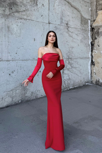 Helen Kol Detay Tasarım Abiye 45616 KIRMIZI