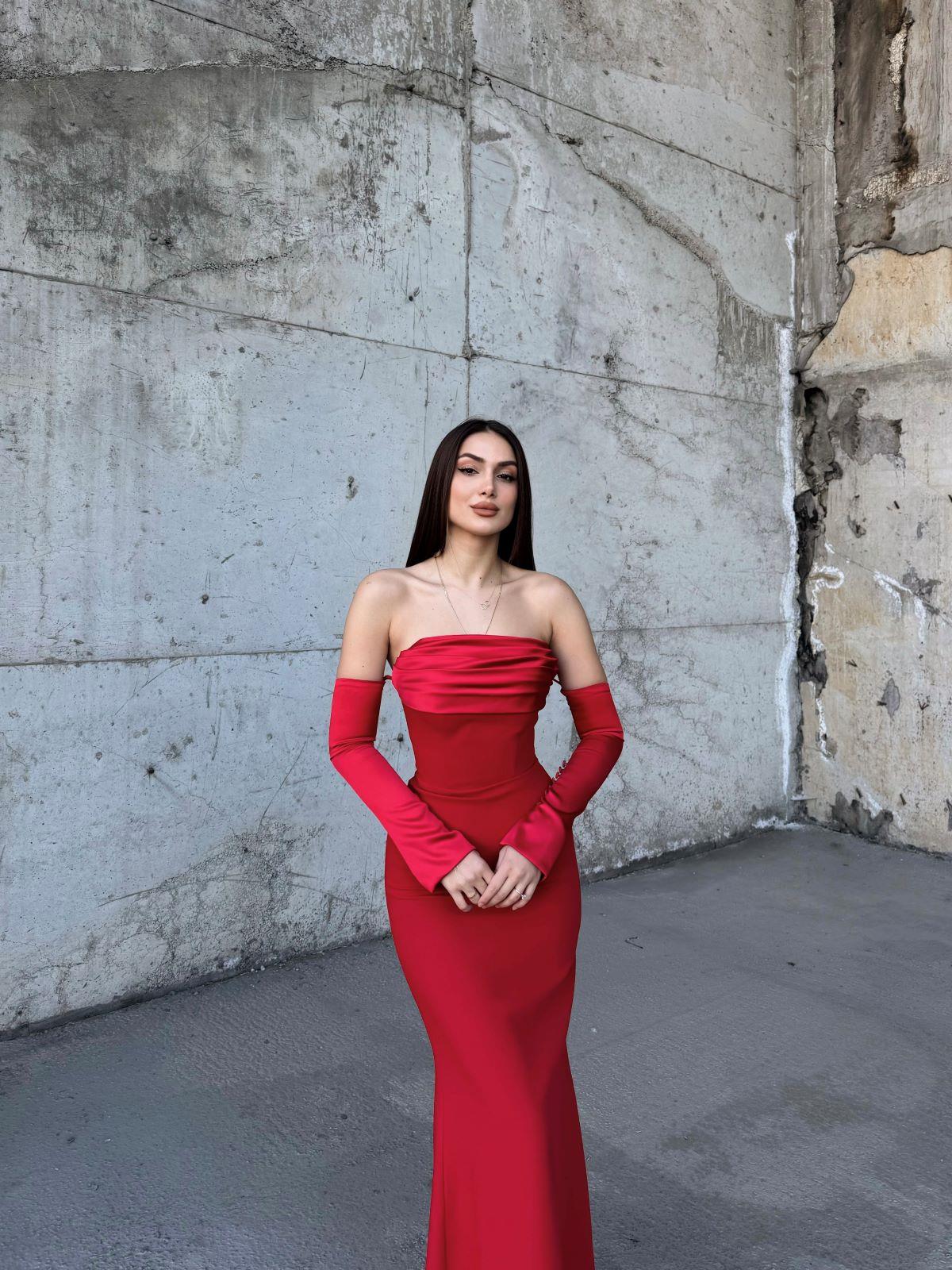 Helen Kol Detay Tasarım Abiye 45616 KIRMIZI