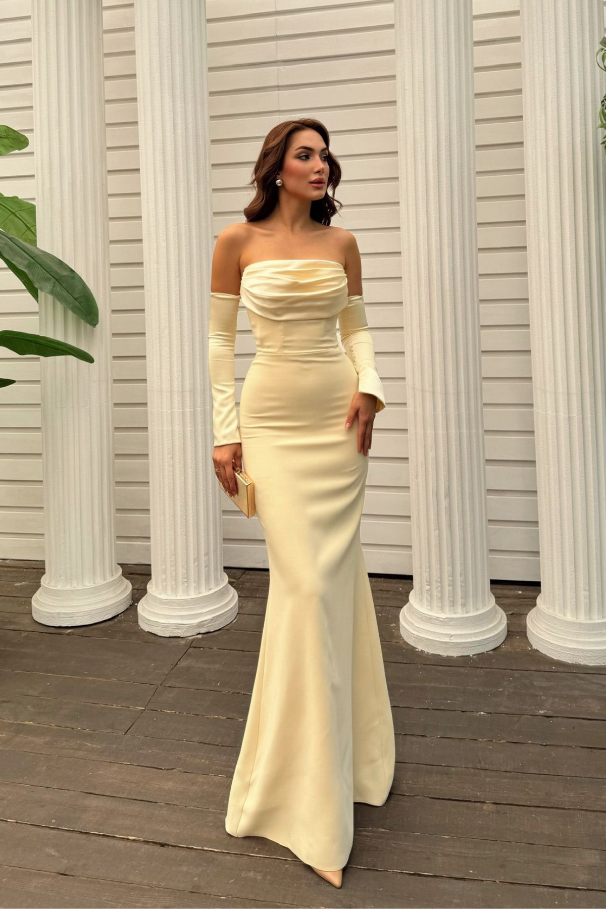 Helen Kol Detay Tasarım Abiye 45616 SARI