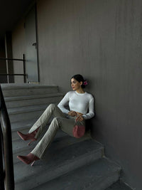 Hilly Fitilli Triko Crop 56687 BEYAZ