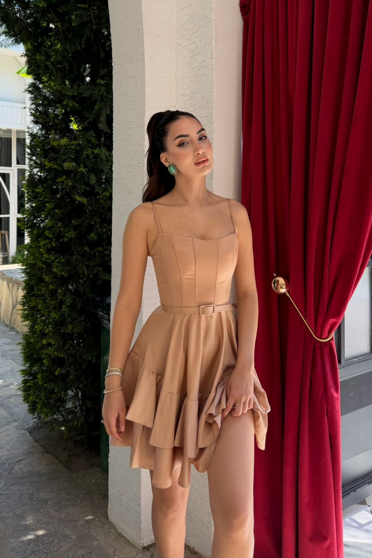 İlgi Kemer Detay Mini Askılı Elbise 2004 TABA