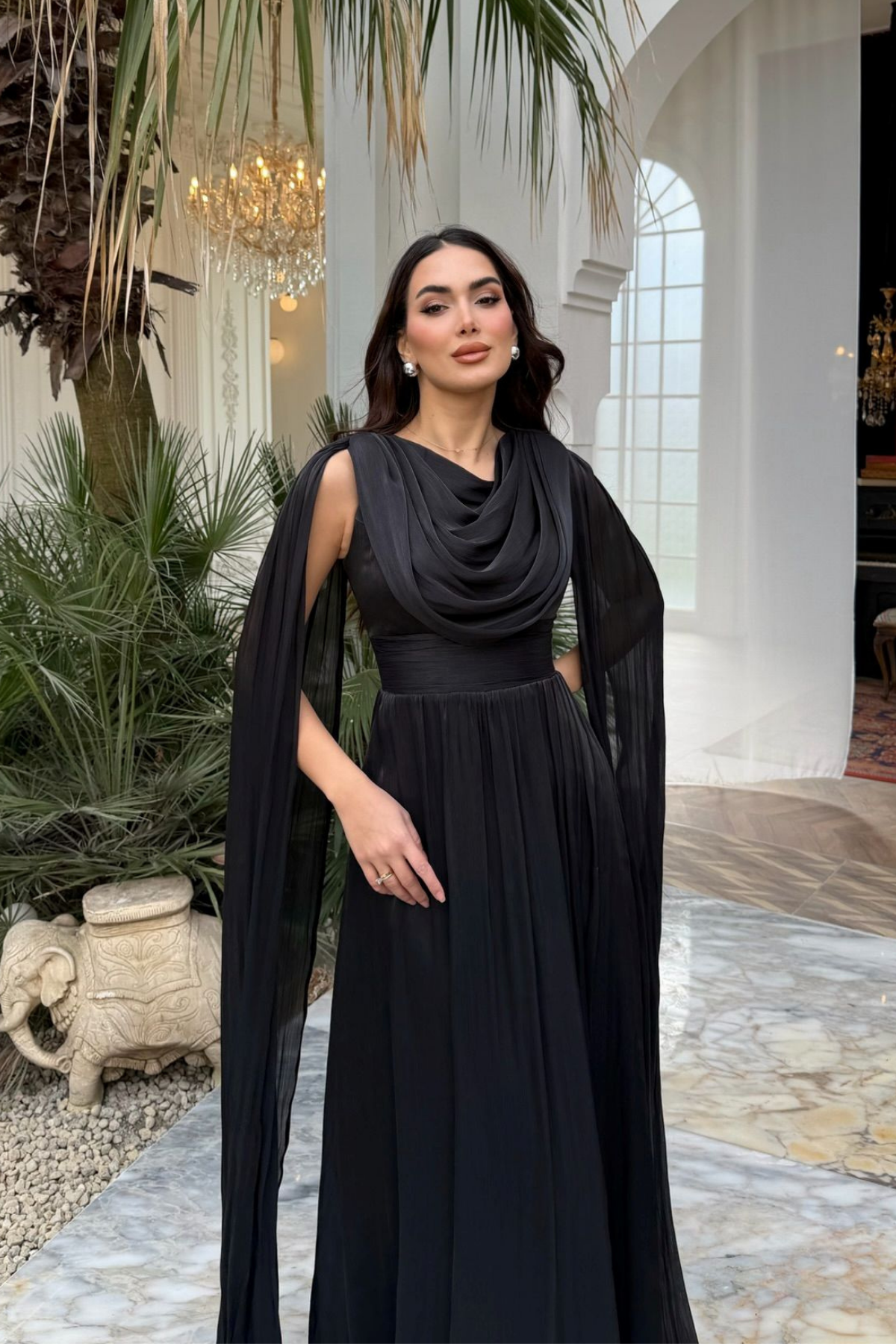 İlya Degaje Yaka Kol Detaylı Abiye 1154 SİYAH