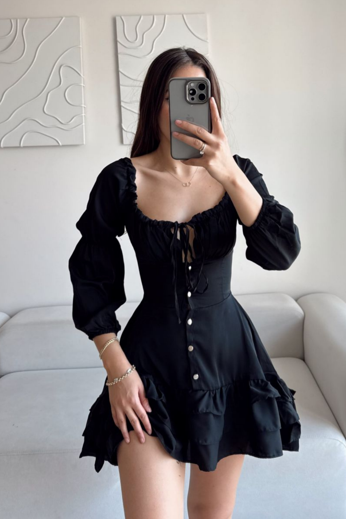 Jesica Kat Kat Elbise 8745 SİYAH