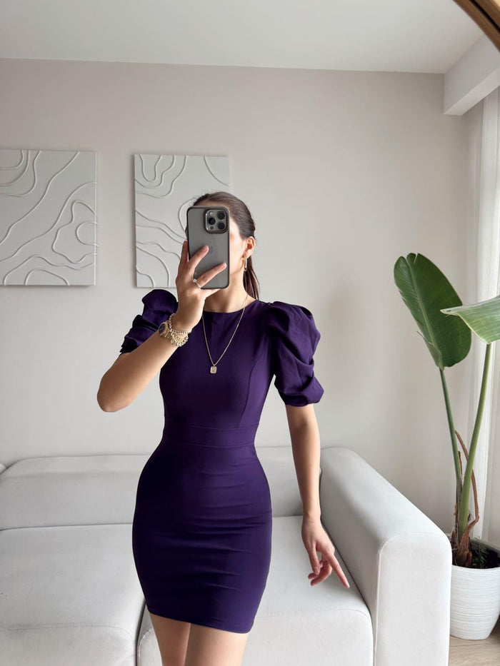 Joanne Karpuz Kol Mini Elbise 582540  MÜRDÜM