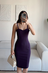 Kalın Askılı Kalem Elbise 581812 MÜRDÜM
