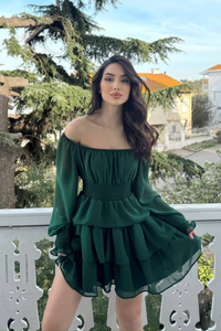 Kat Kat Volanlı Şifon Elbise 2831 YEŞİL D1X