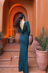 Kayla Omuz Vatkalı Tasarım Abiye 583073 ZÜMRÜT