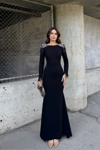 Kayla Omuz Vatkalı Tasarım Abiye 583073 SİYAH