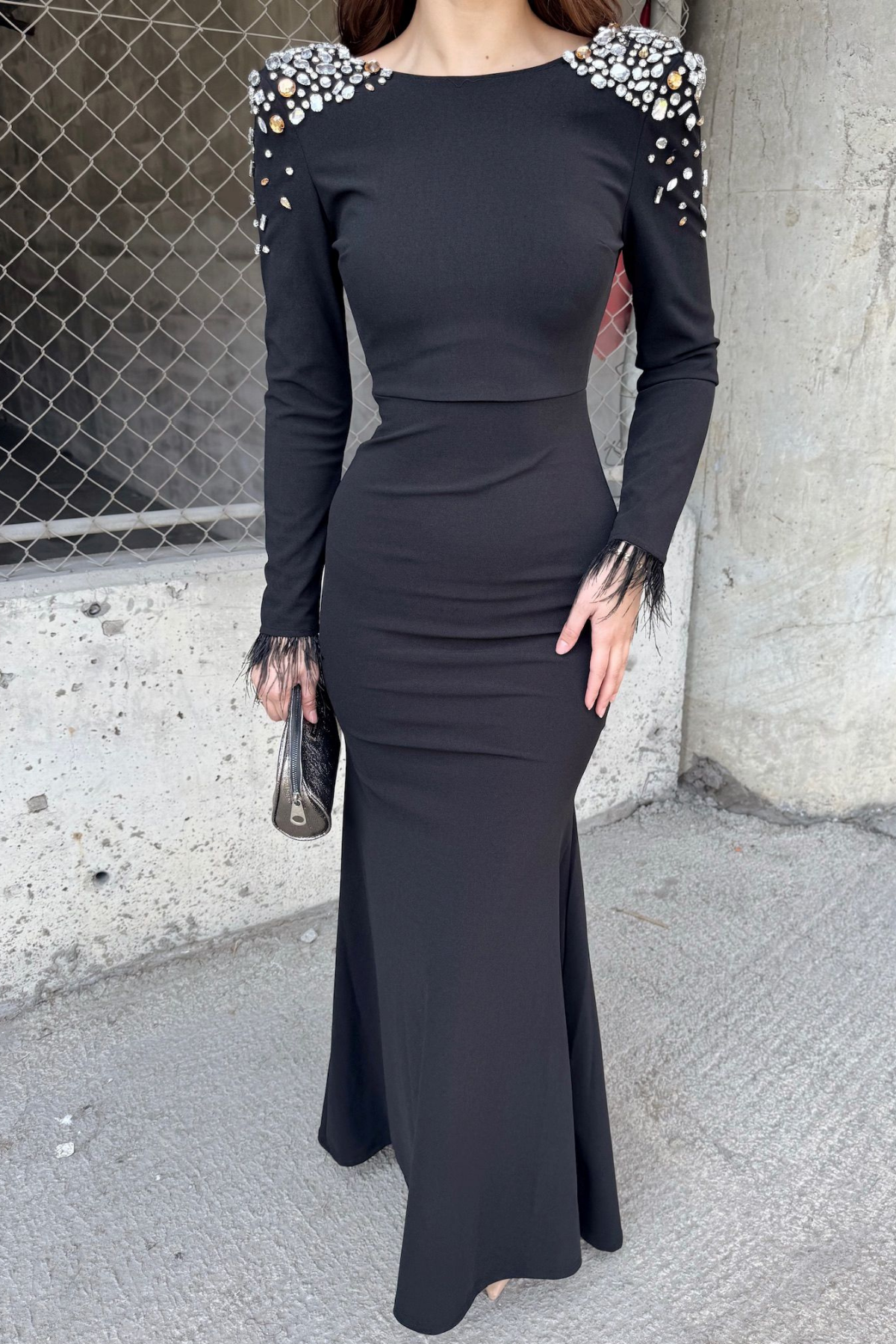 Kayla Omuz Vatkalı Tasarım Abiye 583073 SİYAH