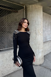 Kayla Omuz Vatkalı Tasarım Abiye 583073 SİYAH