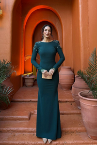 Kayla Omuz Vatkalı Tasarım Abiye 583073 ZÜMRÜT