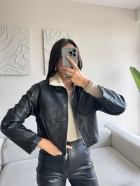 Leona Yaka Peluş Detay Ceket 2596 SİYAH