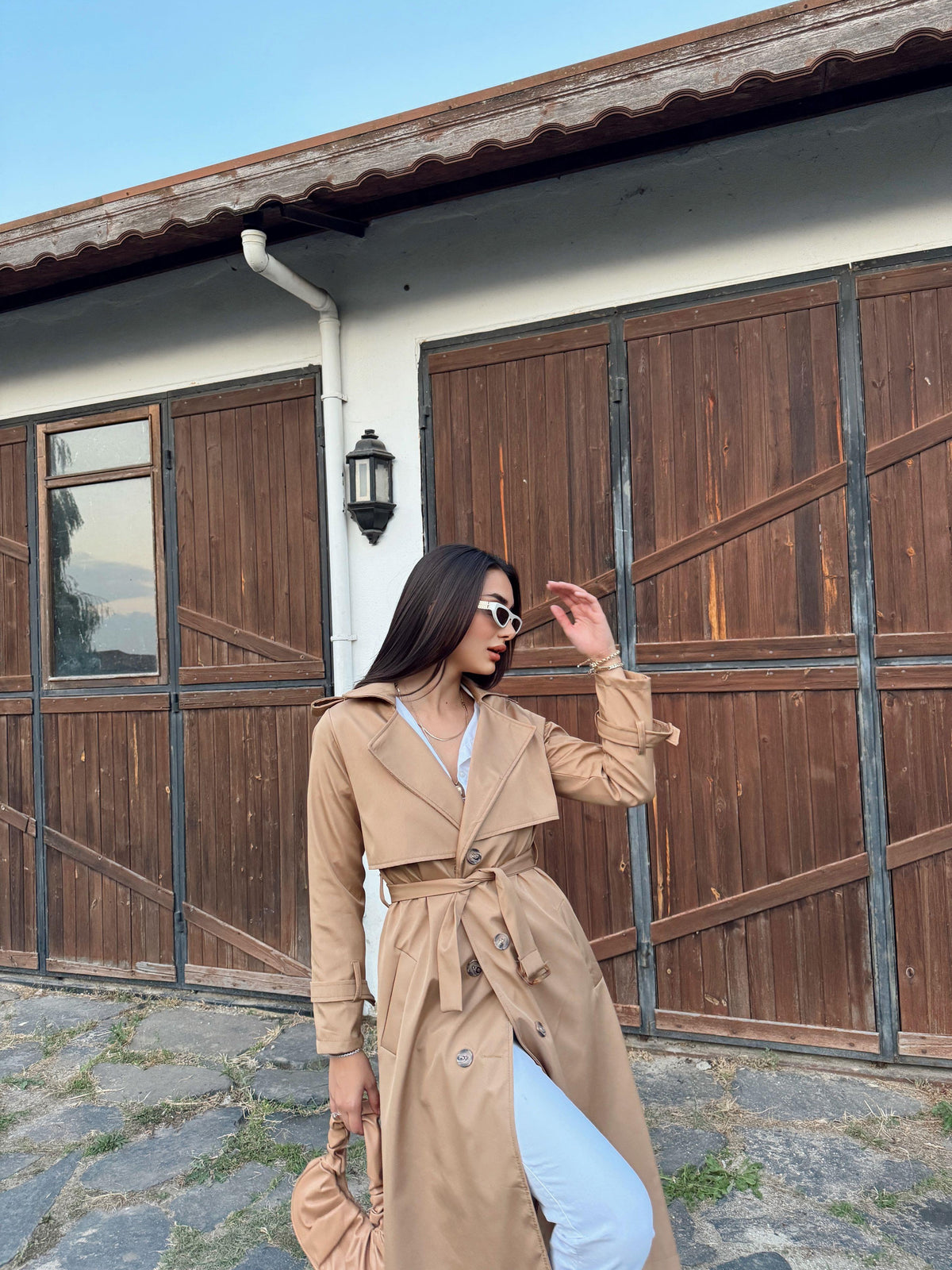 Lola Oversize Kol Detaylı Trençkot 1211 VİZON
