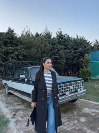 Lola Oversize Kol Detaylı Trençkot 1211 SİYAH