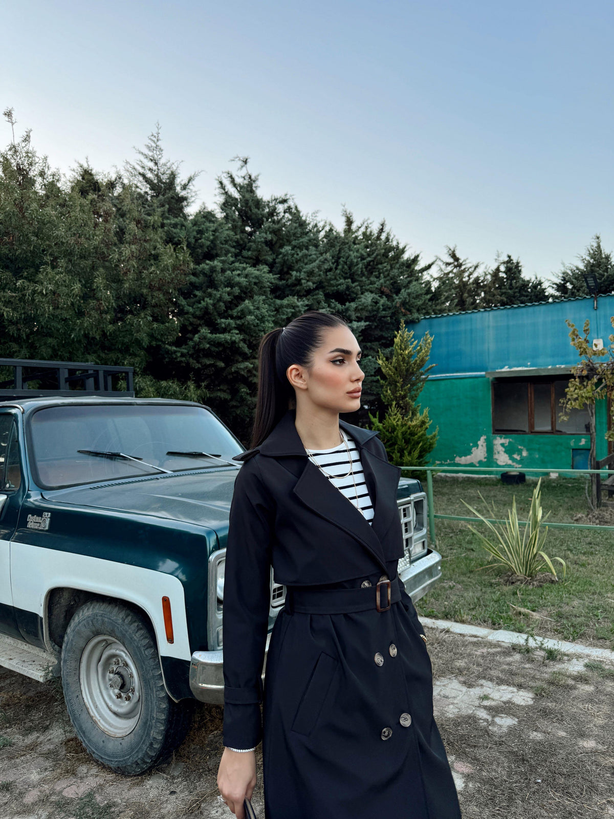 Lola Oversize Kol Detaylı Trençkot 1211 SİYAH