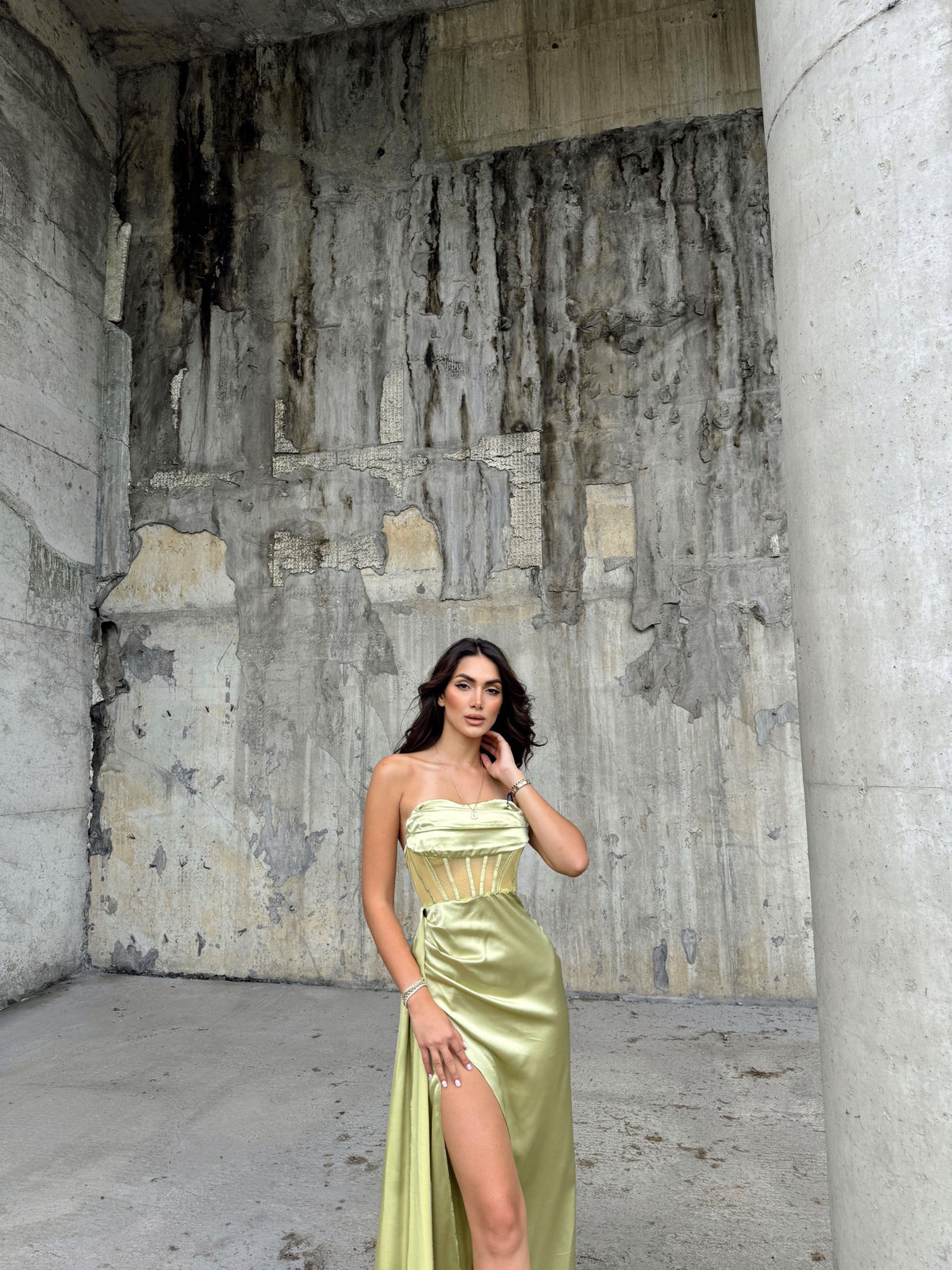 Mandy Saten Abiye 79848 FISTIK YEŞİLİ