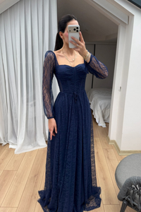 Marlo Güpür Bağlama Detay Abiye 1203 LACİVERT