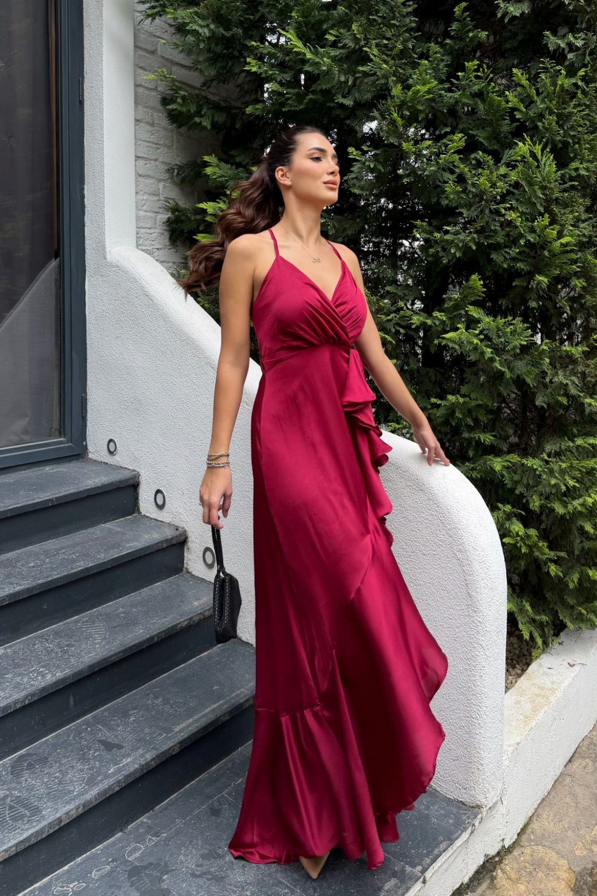 Missy Volanlı Abiye BORDO A3X