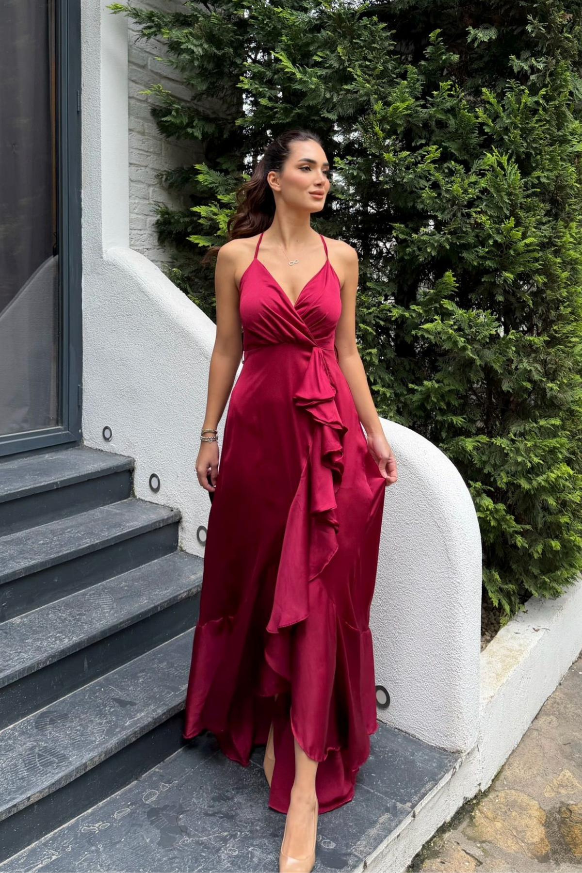 Missy Volanlı Abiye BORDO A3X