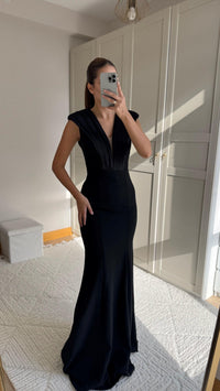Nelie V Yaka Balık Abiye 4704 SİYAH