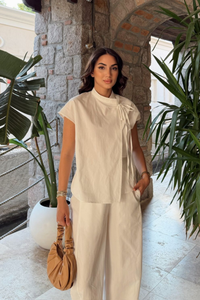 Nisan Poplin Balon Pantolon Takım 1550 BEYAZ