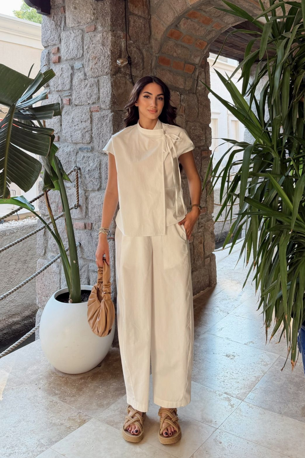 Nisan Poplin Balon Pantolon Takım 1550 BEYAZ