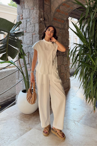 Nisan Poplin Balon Pantolon Takım 1550 BEYAZ